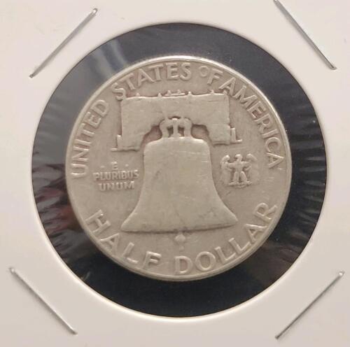 1952 Franklin Half Dollar, Philadelphia Mint, 90% Silver, Circulated, Liberty Bell Reverse - 2