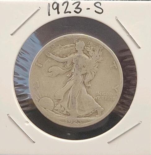 1923-S Walking Liberty Half Dollar, San Francisco Mint, 90% Silver, Circulated