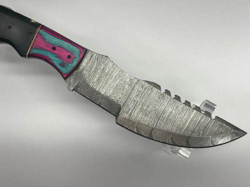 Damascus Steel Fixed-Blade Hunting Knife with Sheath - 5