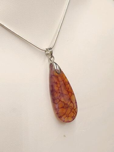 17.75ct Fire Dragon Vein Gemstone Necklace on .925 Chain - 2