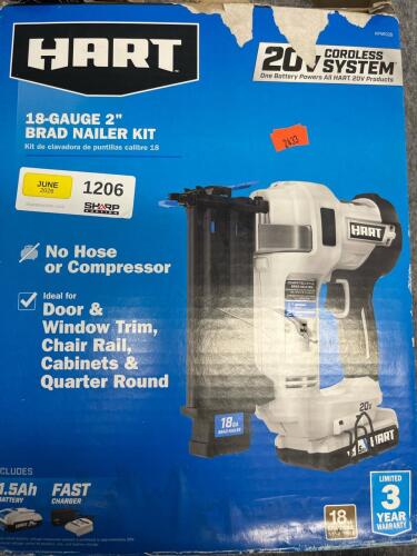 20V Cordless Hart 18 Gauge 2" Brad Nailer In Original Packaging - 2