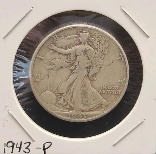 1943 Walking Liberty Half Dollar, 90% Silver, Philadelphia Mint, Circulated Condition