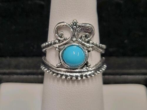 (5) Turquoise Fashion Rings, Sizes 4-7 - 2