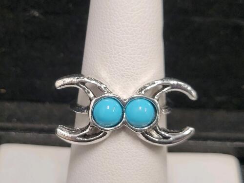 (5) Turquoise Fashion Rings, Sizes 4-7 - 6