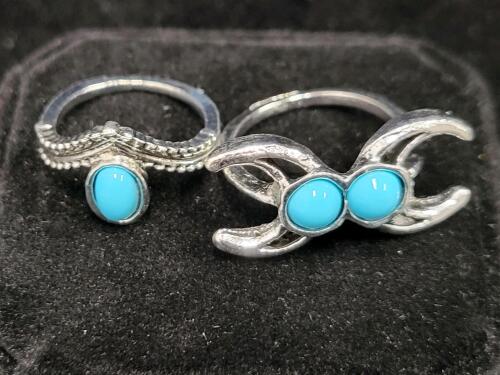 (5) Turquoise Fashion Rings, Sizes 4-7 - 8