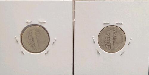 1917 & 1919 Mercury Head Silver Dimes, Philadelphia, 90% Silver, 10&cent; US Coins - 2