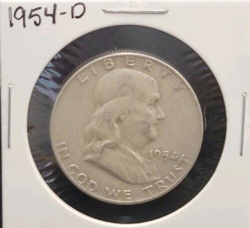 1954-D Franklin Half Dollar, 90% Silver, Denver Mint, Circulated, 50&cent; Coin