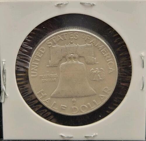 1954-D Franklin Half Dollar, 90% Silver, Denver Mint, Circulated, 50&cent; Coin - 2