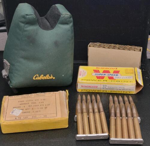 Cabela's Shooting Bag & (2) Boxes Of Ammo - .32 Win Special Soft Point And 7.5x54mm French Surplus MAS