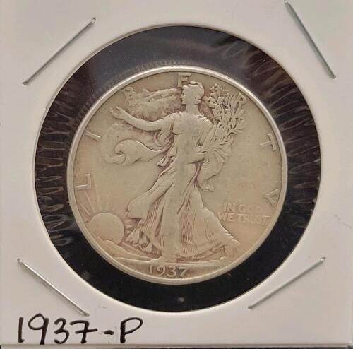 1937 Walking Liberty Half Dollar, Philadelphia Mint, 90% Silver, Circulated Condition