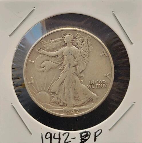 1942 Walking Liberty Half Dollar 90% Silver Coin, Circulated, Classic U.S. Collectible