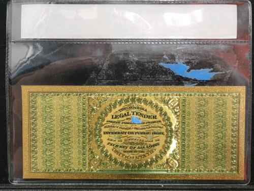 24K Gold-Plated 1863 $100 US Banknote Replica with Eagle Design & Certificate of Authenticity - 2