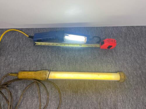 (2) Fluorescent Work Lights - Hanging & Hand Held, Both Corded