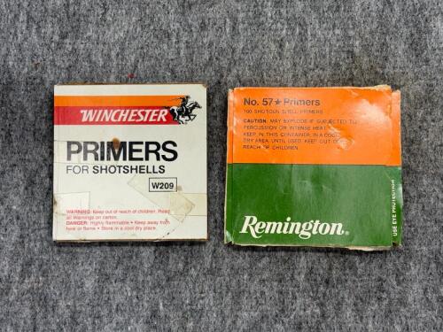 Winchester W209 and Remington No. 57 Shotgun Shell Primers, Partial Boxes, Made in USA