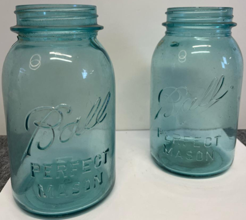Vintage Blue and Atlas Ball Canning Jars - 1 Dozen Quart Jars & 12 pint clam lid Ball jars