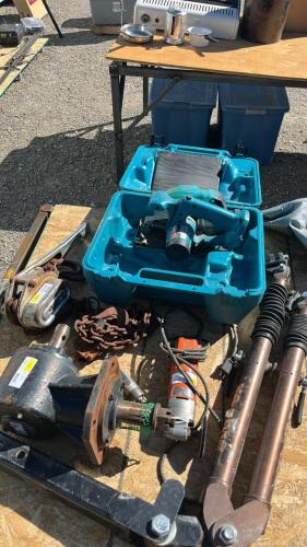 Hoist Chain, Cordless Makita Skill Saw (no battery), Socket Set, and more