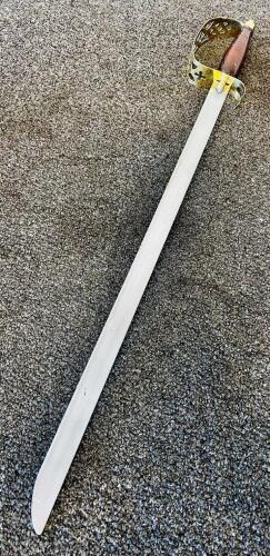 British Pattern 1897 Infantry Officer's Sword, Brass Basket Hilt, No Scabbard, 40" Length