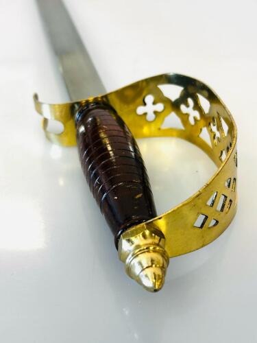British Pattern 1897 Infantry Officer's Sword, Brass Basket Hilt, No Scabbard, 40" Length - 2