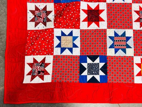 Handmade Quilt of Valor 'America' & Twisted Wood Shillelagh, Patriotic Red White Blue - 2
