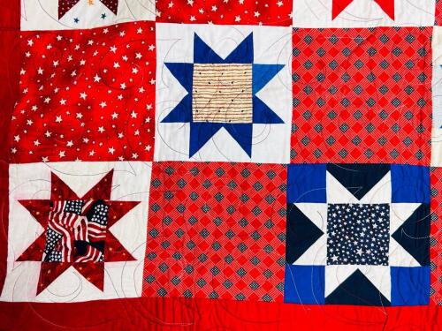 Handmade Quilt of Valor 'America' & Twisted Wood Shillelagh, Patriotic Red White Blue - 3