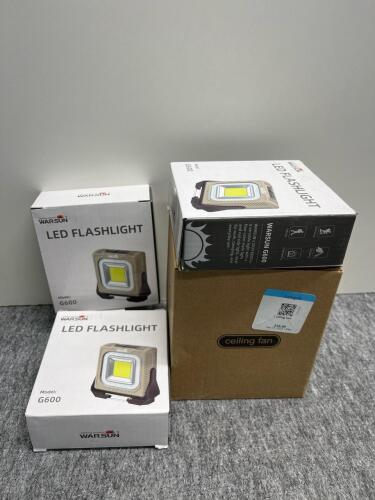 New Unopened Amazon Self Care Kit LED rechargeable lights and camping rechargeable ceiling fan