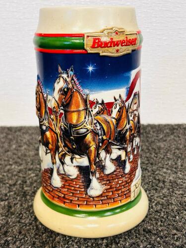 Budweiser, NFL & Holiday Collectible Beer Steins &ndash; Mix of Lidded & Unlidded, Grant&rsquo;s Farm, Marines - 9