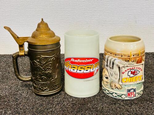 Budweiser, NFL & Holiday Collectible Beer Steins &ndash; Mix of Lidded & Unlidded, Grant&rsquo;s Farm, Marines - 11