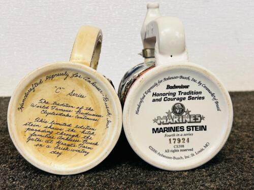 Budweiser, NFL & Holiday Collectible Beer Steins &ndash; Mix of Lidded & Unlidded, Grant&rsquo;s Farm, Marines - 13