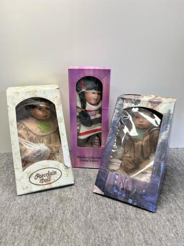 Three Collectable Porcelain Dolls