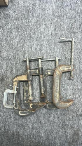 (4) Metal C-Clamps - Various Sizes - 6