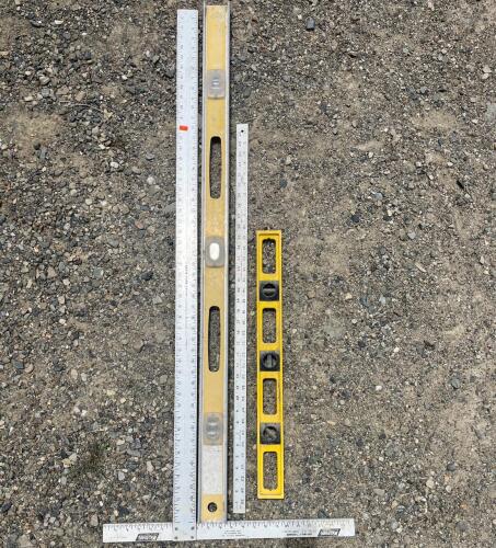 Construction Materials - (1) Tee Square, (2) Levels, & (1) Yard Stick