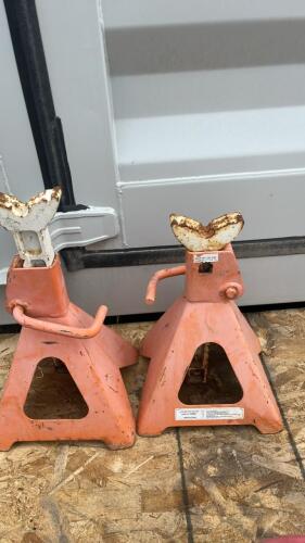 (2) Compressed Air Tanks - (2) Orange Jack Stands - 7