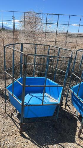 (2) Small Blue Livestock Feeders - 2