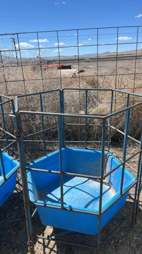 (2) Small Blue Livestock Feeders - 3