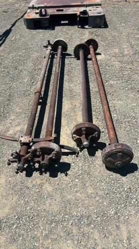 Vintage Solid Beam Truck/Trailer Axles Lot, Leaf Spring Mounts, 5-Lug Pattern (4 Pieces)