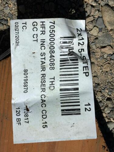 (2) 2x12 5-Step Outdoor Wood Stair Stringers, Treated, Non-Structural, Lot of 2 - 3