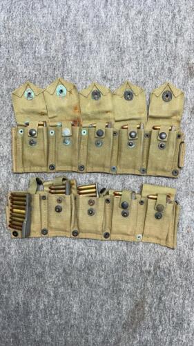 WWII US M1 Carbine .30 Caliber Ammo Set: 5 Steel Magazines, 10-Pocket Canvas Belt, GI Ammo Box - 2