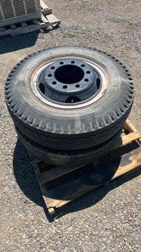 (2) Firestone Transport 9.00-20 Load Range Semi Tires