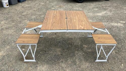 Folding Portable Picnic Table with Benches, Seats 4, Lantern, Steak Rack