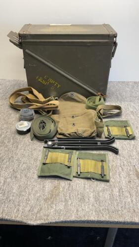 Ammo box with satchel belts and pouches
