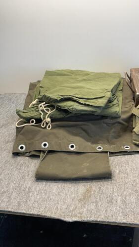 US Army pack & tarp in case, metal case with African bag, belt,headnet, extra bag - 2