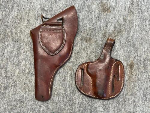 5 Assorted Holsters and Basketweave Duty Belt &ndash; Fobus SW357, Uncle Mike&rsquo;s, Leather & Nylon, Revolver Fit - 3