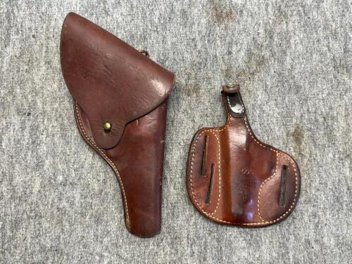 5 Assorted Holsters and Basketweave Duty Belt &ndash; Fobus SW357, Uncle Mike&rsquo;s, Leather & Nylon, Revolver Fit - 4