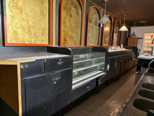 Commercial Back Bar with 5 Door Cooler and Display Shelving