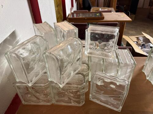 Lot of Clear Patterned Glass Blocks, 8"x8"x4" Standard and Corner Units - 4
