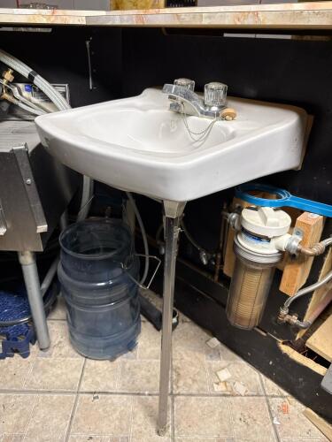Commercial 3-Compartment Stainless Bar Sink w/ Dual Drainboards & Wall-Mounted Hand Sink, Faucet - 2