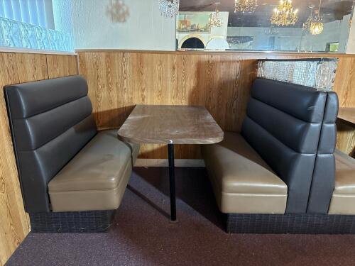 Brown & Tan Commercial Restaurant Booths w/ Glass Block Divider and Laminate Tables - 7