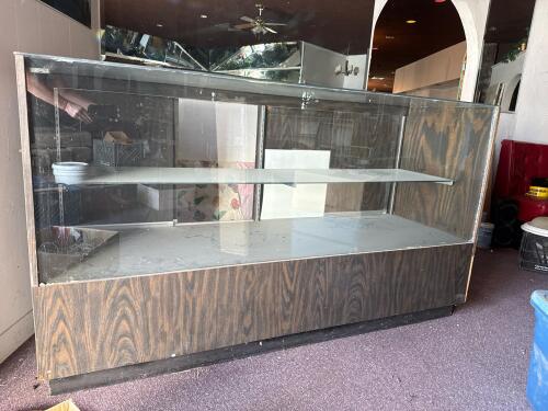 Glass Display Case with Woodgrain Laminate Finish