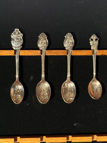 International Collectible Souvenir Spoon Set (15) with Wooden Display Case - 3