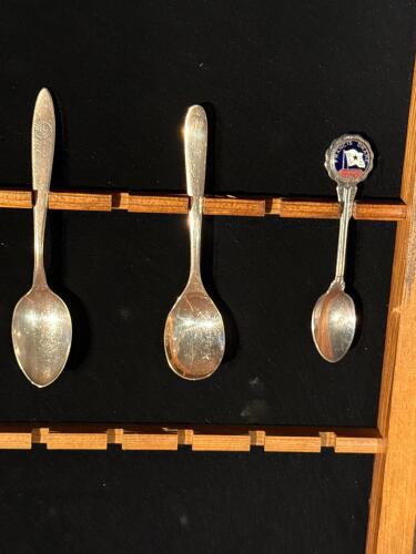 International Collectible Souvenir Spoon Set (15) with Wooden Display Case - 5